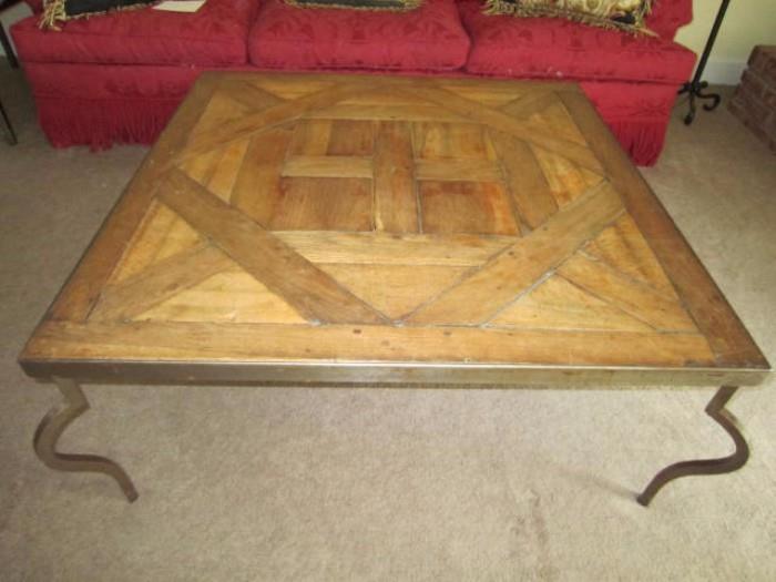 Coffee table from Made in France supposedly made from the floor of a  French Castle. The end table is a companion piece.