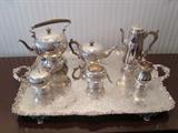 7 Pc Silver Plated Tea and Coffee Service. George II style- Handmade and Hand Chased- Made by N.B. Folgate and Son, England