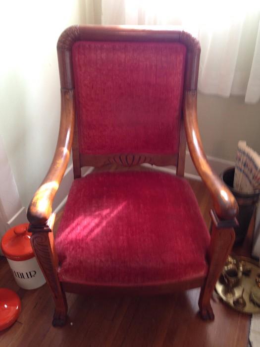 Great old Victorian chair, claw feet