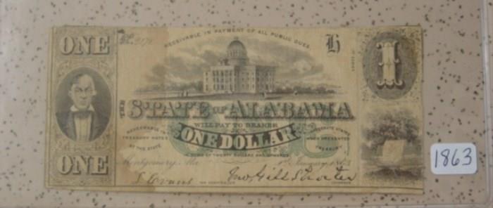 1863 Alabama $1.00 Note