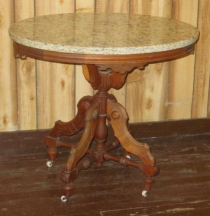 Oval Marble Top Lamp Table