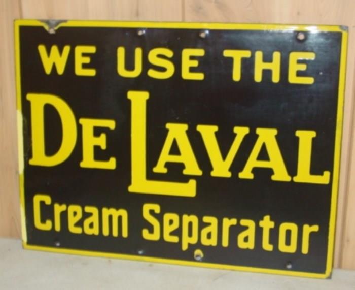 1920's Porcelain De Laval Cream Separator Sign