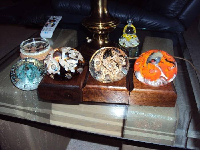 Signed Joe Rice paperweights, 