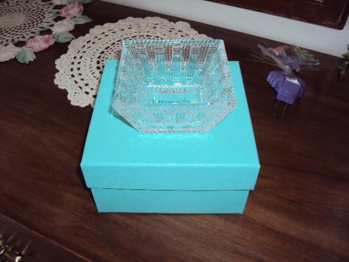Tiffany & Co. glass dish with box 