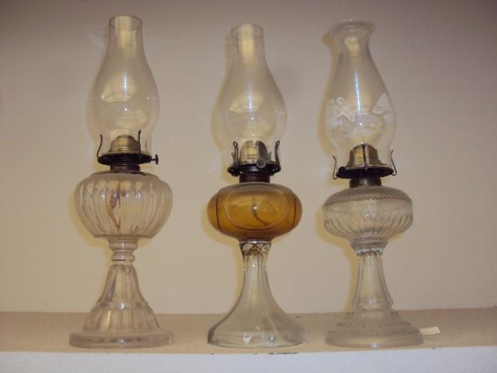 3 oil lamps, all with working wicks 