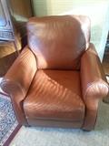 Carmel brown leather recliner.  