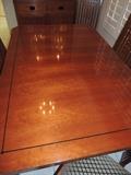 Stickley Table and 6 Chairs with 2 Table leaves and Table Pads. Matching Stickley China Hutch