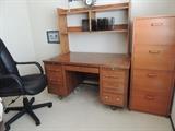 Teak Desk/ Shelf and Teak File Cabinet