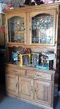 Stained glass kitchen cabinet, books, toys, kitchen wares...