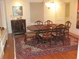 Duncan Phyfe Brass Hardware, Dining Room Table, 3 Leaf''s, Gear-Driven, The Watertown Slide" Watertown, Wisconsin - Watertown Table Slide Corp
66X44X30 + three 12" leafs
6 Upholstered Shield Back Chairs