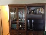 entertainment center, books