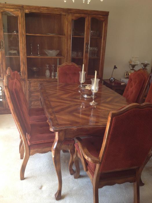 70s maple dining room table and cahirs