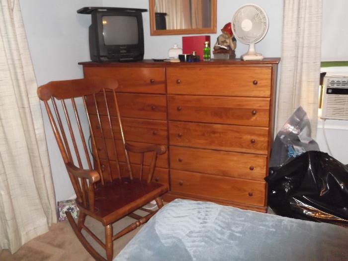 chest of drawers and rocking  chair