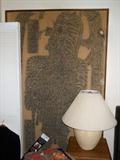 Original rubbing (c1960) from Mayan Stela #16 of the Tikal site.  Charcoal on standard bed sheet, redwood framed - this is an authentic, virtually unobtainable treasure.