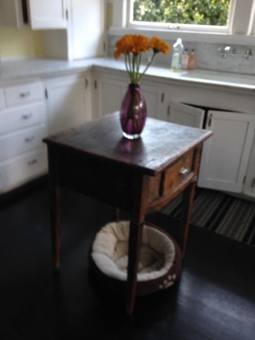 The perfect scale for any kitchen - vintage butcher block with a drawer for additional storage