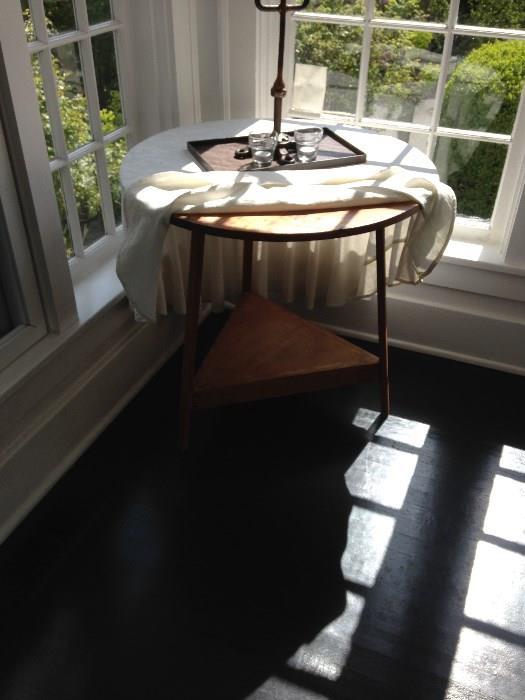 View of table with wood top visible