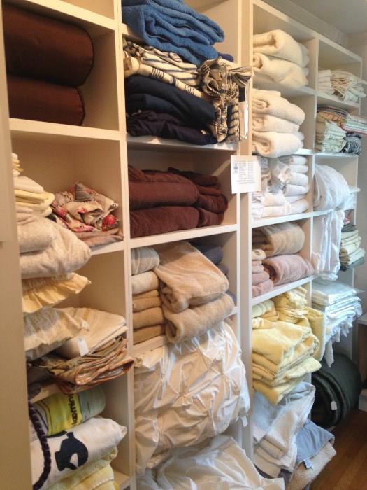 lots of linens, bedding and towels