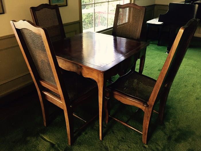 Hardwood game table and four chairs