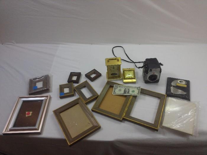 Mixed Lots Frames Clocks Brownie Camera Packers Plaque 