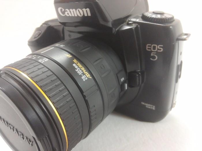 Canon EOS 5 Camera W 28-105mm Aspherical Quantaray AF Lens W Cap