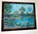 Framed Oil On Canvas Painting, Water and Bridge Scene       http://bid.auctionbymayo.com/view-auctions/catalog/id/7395/lot/929394/?url=%2Fview-auctions%2Fcatalog%2Fid%2F7395%2F