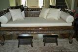 19th Century Chinese Opium Bed with Silk Cushions