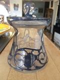 Vanity Jar with Silver Overlay