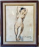 Original Nude in Ink by Cuban artist Dulce Beatriz