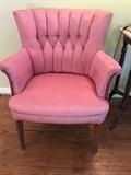 #8 Pink Button Back Chair $75 —