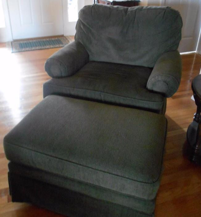 overstuffed chair with ottoman