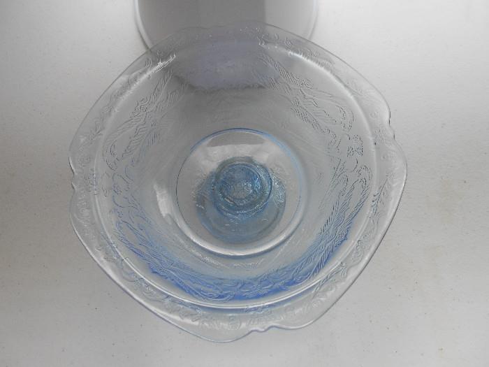 blue glass depression? footed bowl