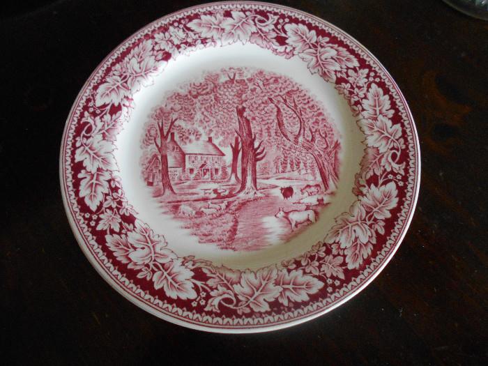 Homer Laughlin Currier and Ives red transfer plates