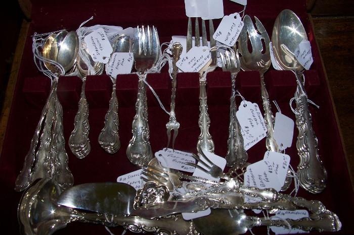 Odd and extra pieces of Strasbourgh sterling flatware