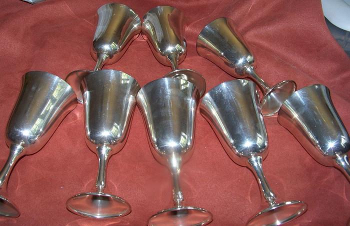 Set of 8 sterling goblets