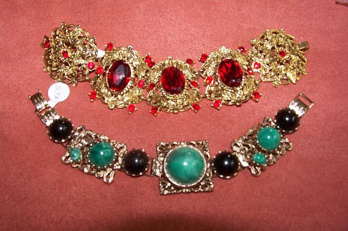 Two beautiful bracelets - bottom bracelet has wonderful cabachon stones -