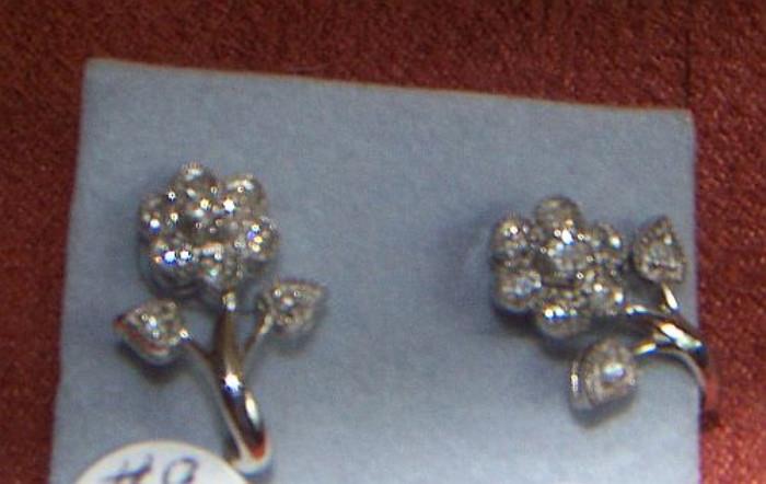 14K white gold earrings with diamonds -(priced separately but matches the necklace)