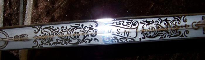 Beautiful engraving on the sword blade