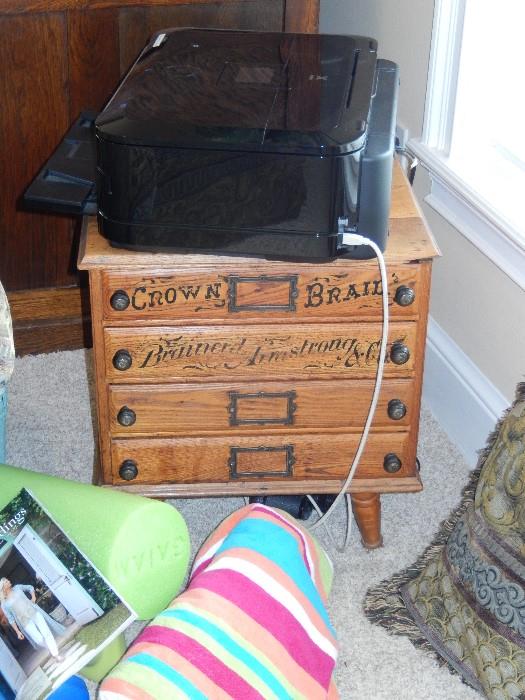 QUAINT 4 DRAWER RETAIL SEWING GOODS CABINET (LEGS ADDED)