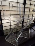 Pair Gary Gutterman acrylic Z shape barstools