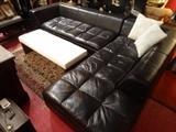 American Leather 2 pc sectional sofa in dark chocolate, with chrome feet