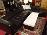 American Leather 2 pc sectional sofa in dark chocolate, with chrome feet