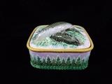 Majolica sardine covered box