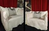 Pair Gervosoni Ghost armchairs by Paola Navone, in white slipcovers