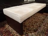 Saccaro modern design cowhide upholstered bench with java finish frame