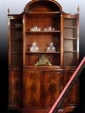 Antique flame mahogany bookcase with dome top
