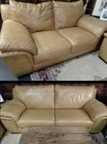 Modern leather sofa and loveseat