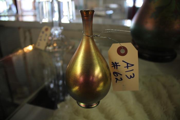 Tiffany Favril Gold Iridescent Bud  Vase