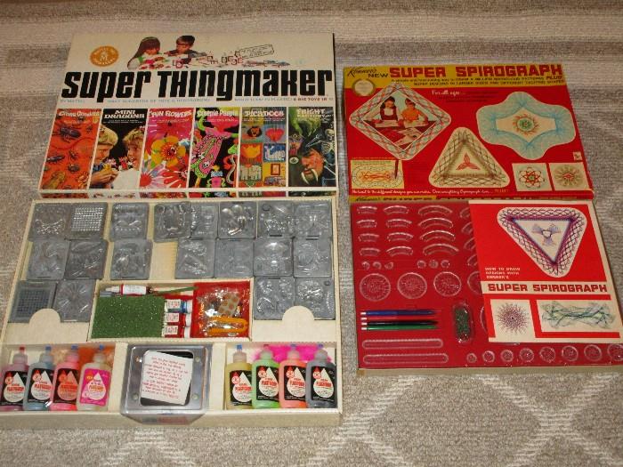 Super Thingmaker and Kenner's Super Spirograph both are unopened.