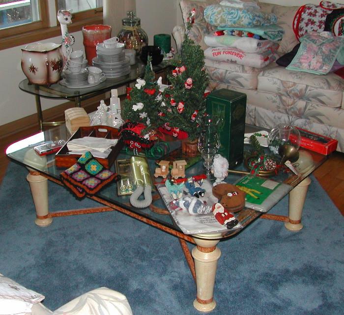 coffee table 45.00 most Christmas items 1.00 each