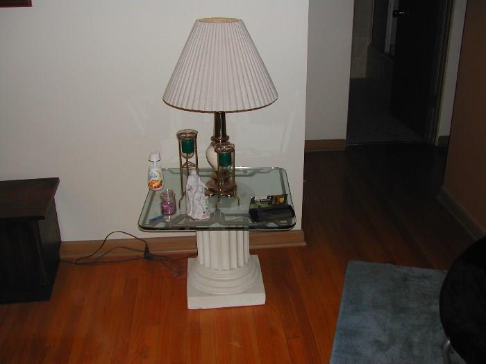 glass top lamp table 25.00